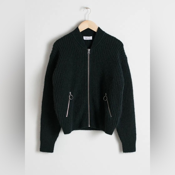 & Other Stories Wool Blend Bomber Knit Cardigan - Picture 1 of 7